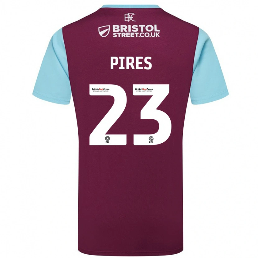 Danxen Enfant Maillot Lucas Pires #23 Bordeaux Bleu Ciel Tenues Domicile 2024/25 T-Shirt