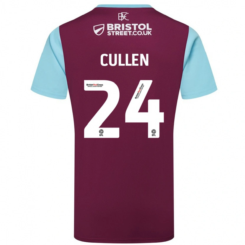 Danxen Enfant Maillot Josh Cullen #24 Bordeaux Bleu Ciel Tenues Domicile 2024/25 T-Shirt