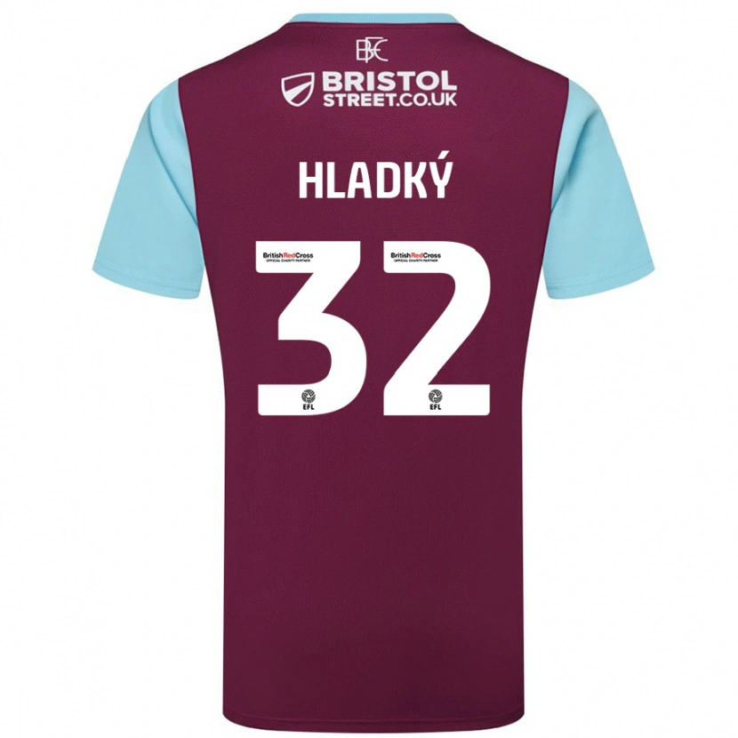 Danxen Enfant Maillot Vaclav Hladky #32 Bordeaux Bleu Ciel Tenues Domicile 2024/25 T-Shirt