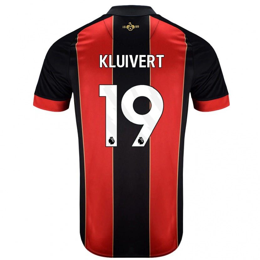 Danxen Enfant Maillot Justin Kluivert #19 Rouge Noir Tenues Domicile 2024/25 T-Shirt