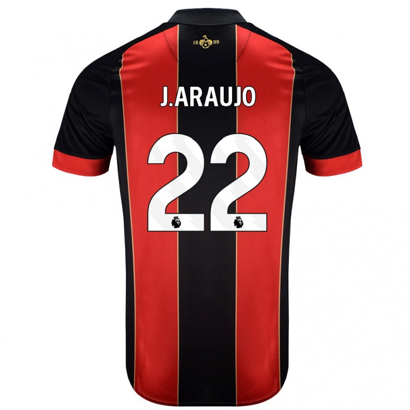 Danxen Enfant Maillot Julián Araujo #28 Rouge Noir Tenues Domicile 2024/25 T-Shirt