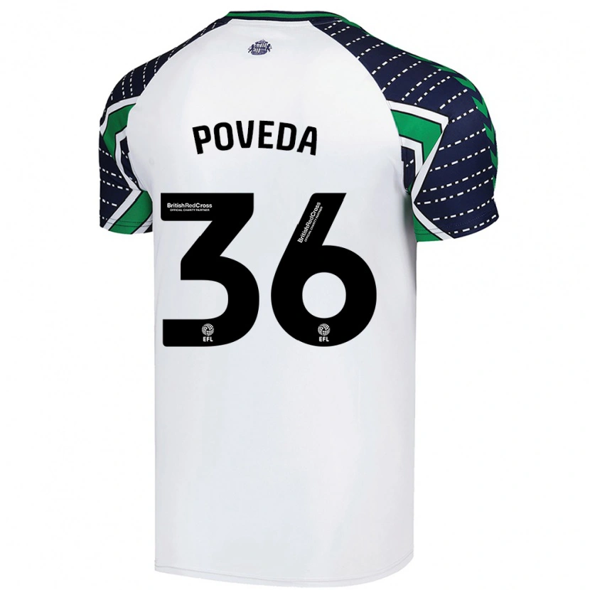 Danxen Enfant Maillot Ian Poveda #36 Blanc Tenues Extérieur 2024/25 T-Shirt