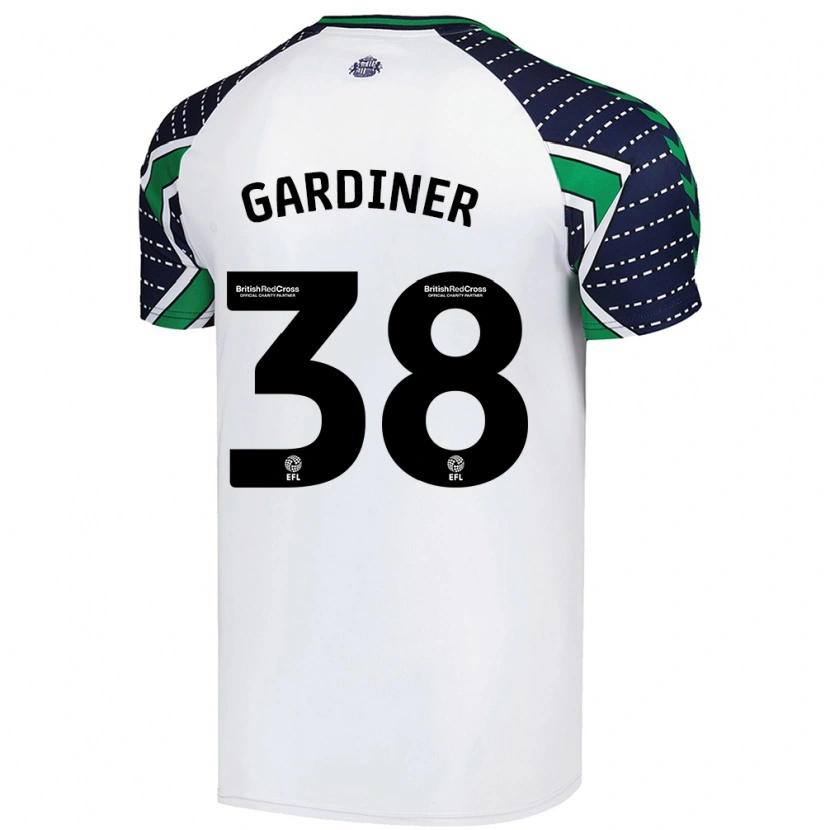 Danxen Enfant Maillot Harry Gardiner #38 Blanc Tenues Extérieur 2024/25 T-Shirt