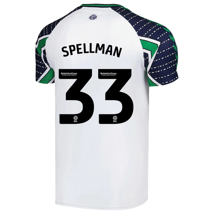 Danxen Enfant Maillot Michael Spellman #33 Blanc Tenues Extérieur 2024/25 T-Shirt