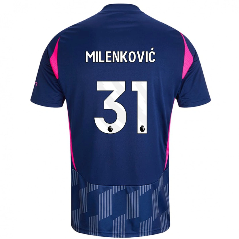 Danxen Enfant Maillot Nikola Milenković #31 Bleu Royal Rose Tenues Extérieur 2024/25 T-Shirt