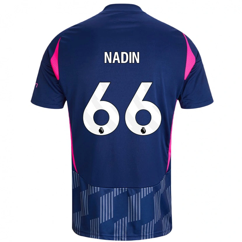 Danxen Enfant Maillot Jack Nadin #66 Bleu Royal Rose Tenues Extérieur 2024/25 T-Shirt