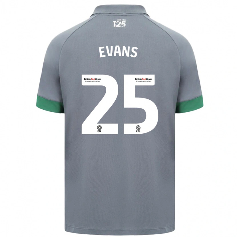 Danxen Enfant Maillot Kieron Evans #25 Gris Foncé Tenues Extérieur 2024/25 T-Shirt