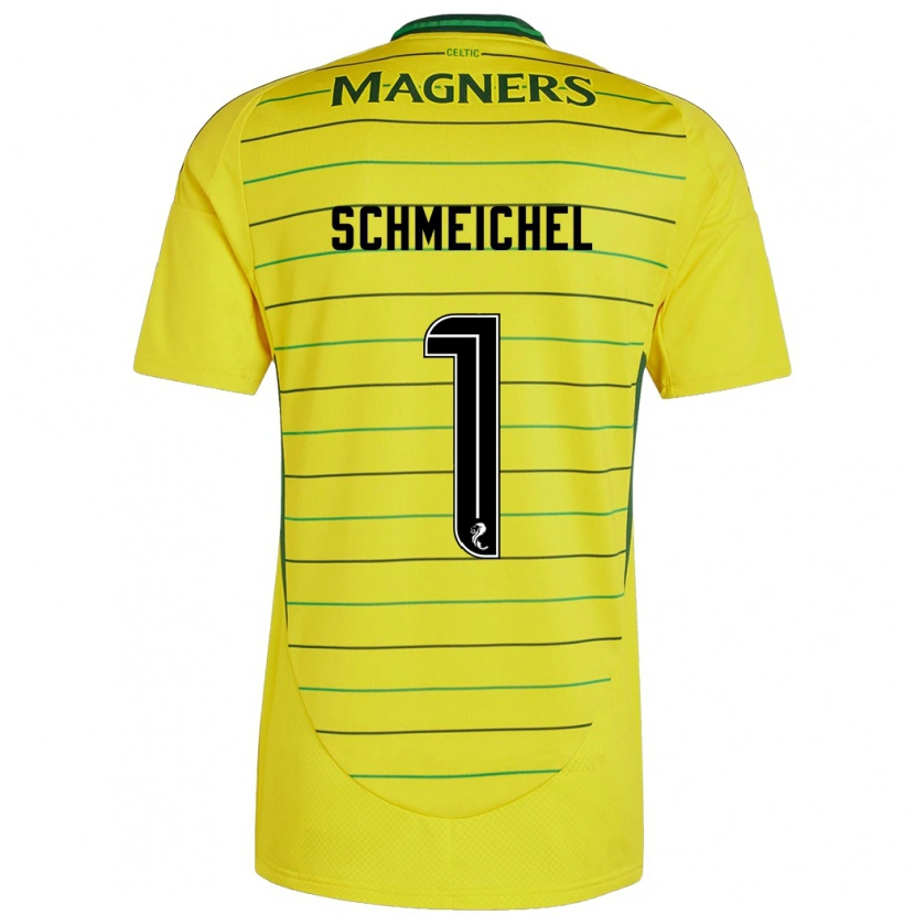 Danxen Enfant Maillot Kasper Schmeichel #1 Jaune Tenues Extérieur 2024/25 T-Shirt