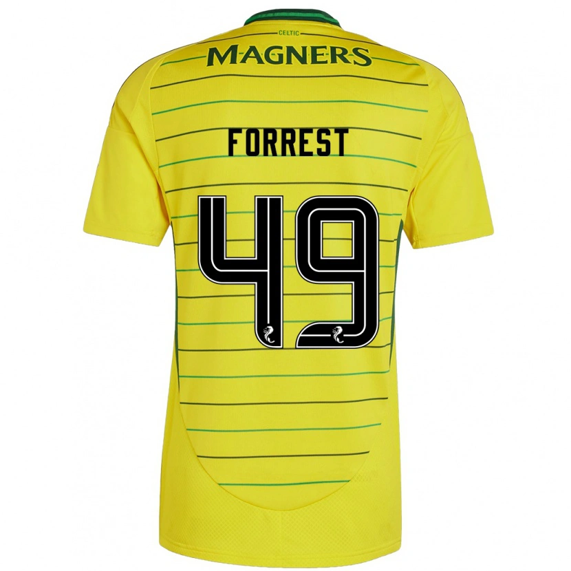 Danxen Enfant Maillot James Forrest #49 Jaune Tenues Extérieur 2024/25 T-Shirt