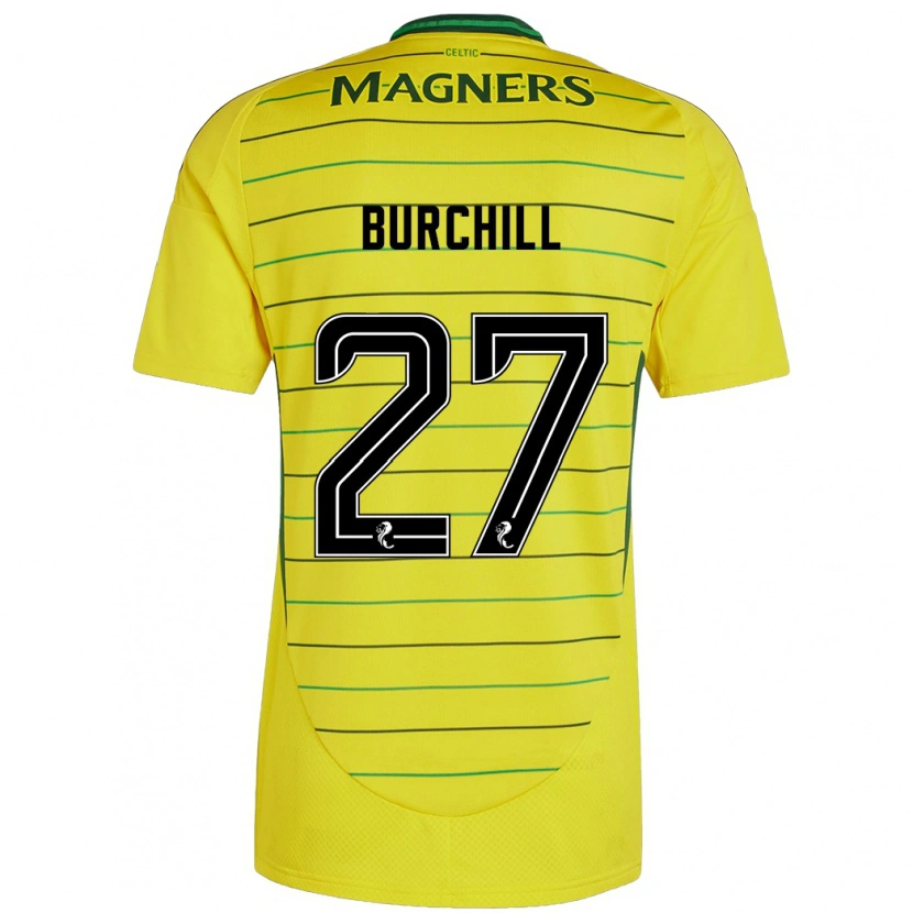 Danxen Enfant Maillot Tiree Burchill #27 Jaune Tenues Extérieur 2024/25 T-Shirt