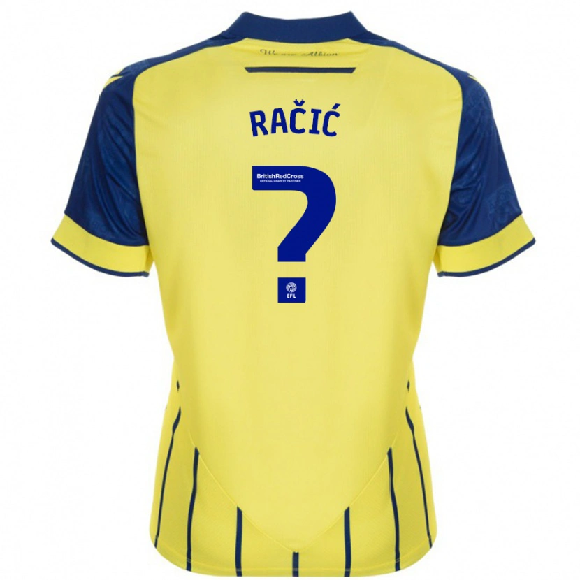 Danxen Enfant Maillot Uroš Račić #0 Jaune Bleu Tenues Extérieur 2024/25 T-Shirt