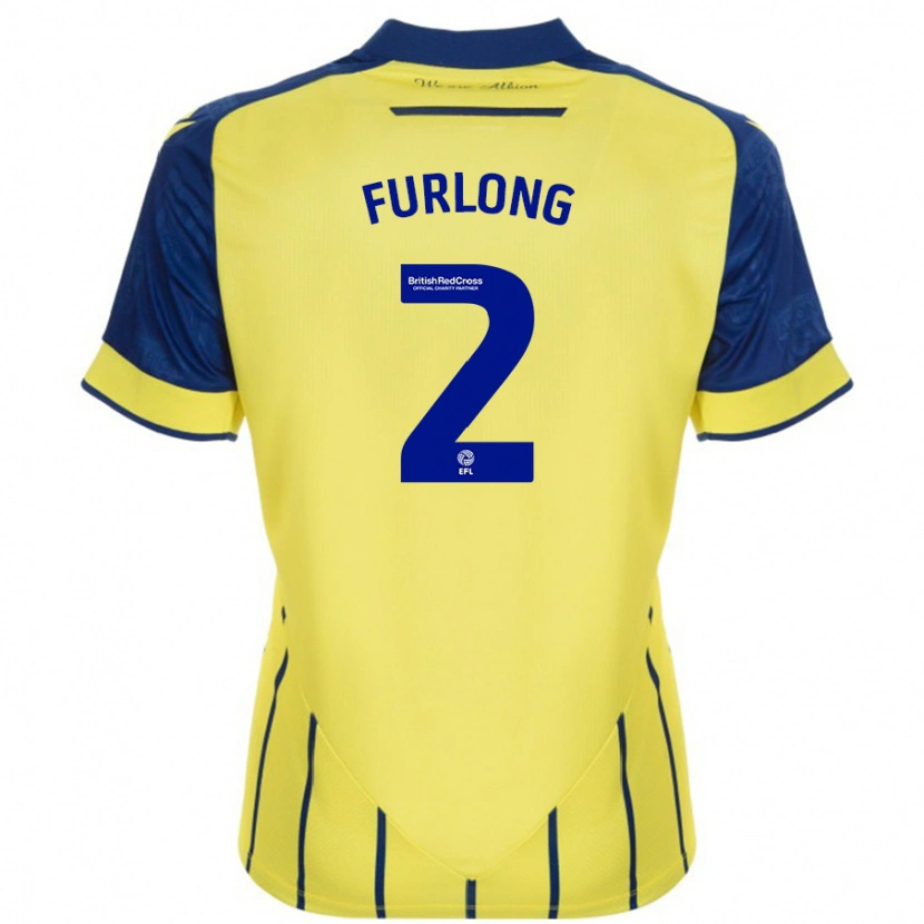 Danxen Enfant Maillot Darnell Furlong #2 Jaune Bleu Tenues Extérieur 2024/25 T-Shirt