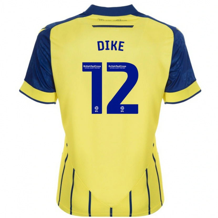 Danxen Enfant Maillot Daryl Dike #12 Jaune Bleu Tenues Extérieur 2024/25 T-Shirt