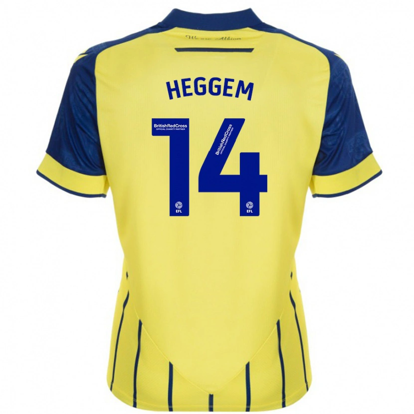 Danxen Enfant Maillot Torbjørn Heggem #14 Jaune Bleu Tenues Extérieur 2024/25 T-Shirt