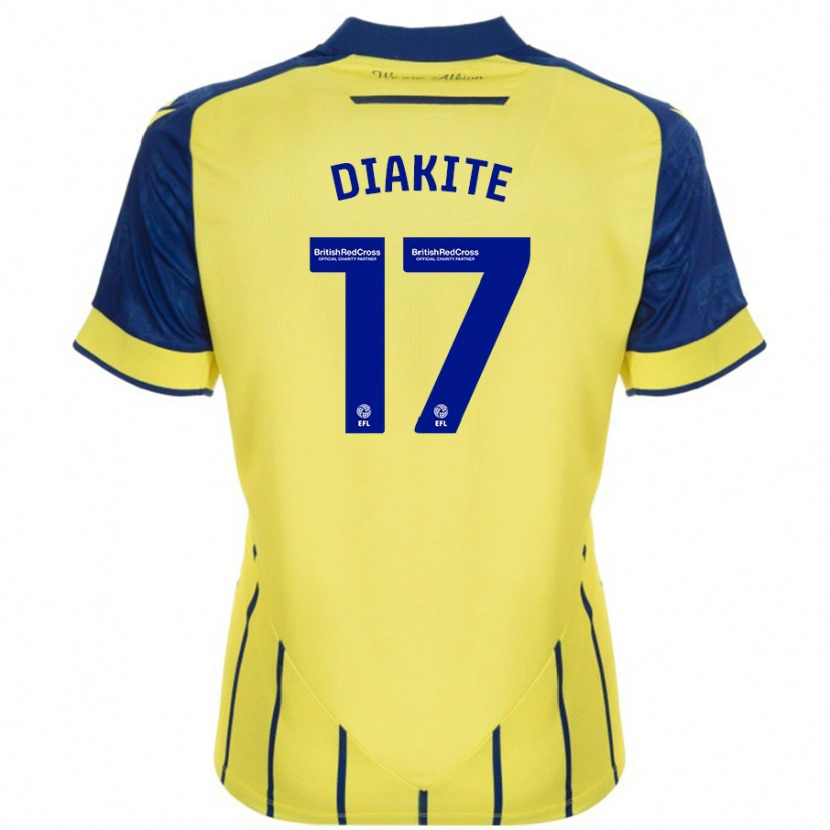 Danxen Enfant Maillot Ousmane Diakité #17 Jaune Bleu Tenues Extérieur 2024/25 T-Shirt