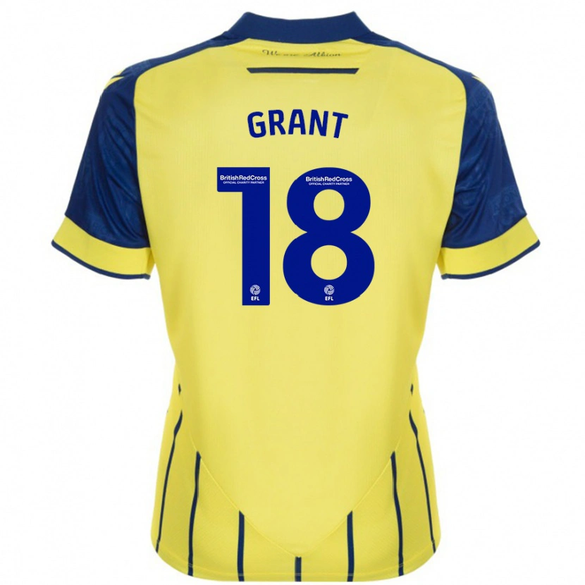 Danxen Enfant Maillot Karlan Grant #18 Jaune Bleu Tenues Extérieur 2024/25 T-Shirt