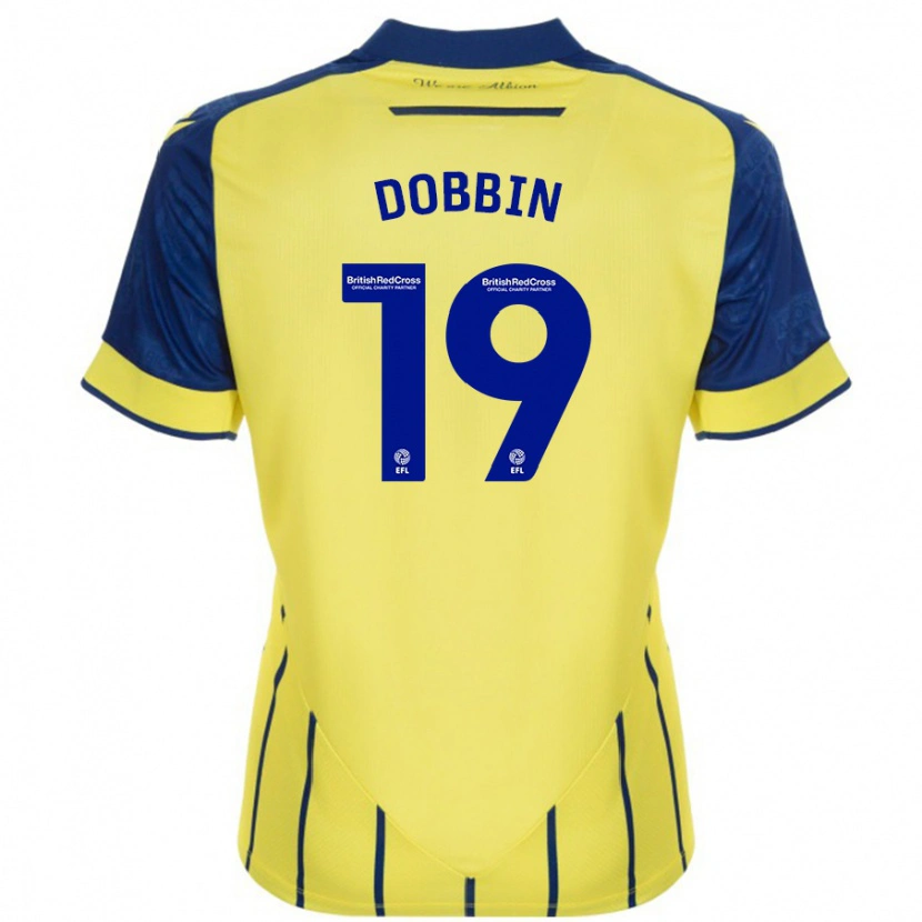 Danxen Enfant Maillot Lewis Dobbin #19 Jaune Bleu Tenues Extérieur 2024/25 T-Shirt