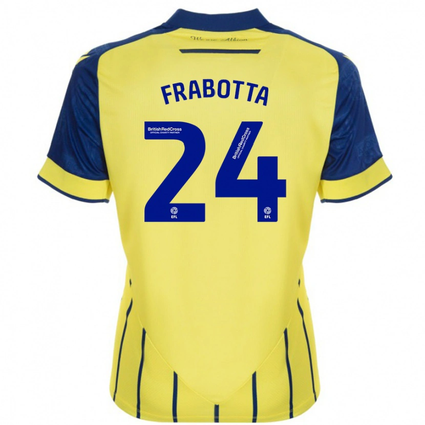 Danxen Enfant Maillot Gianluca Frabotta #24 Jaune Bleu Tenues Extérieur 2024/25 T-Shirt