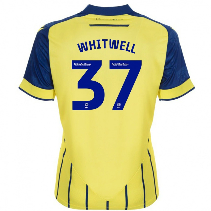 Danxen Enfant Maillot Harry Whitwell #37 Jaune Bleu Tenues Extérieur 2024/25 T-Shirt