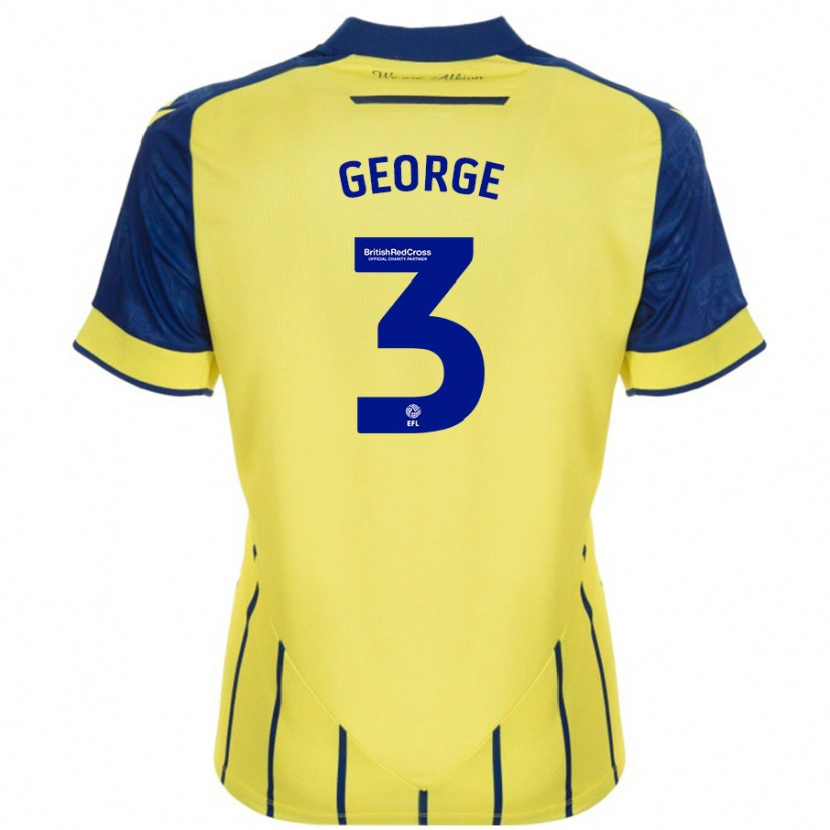 Danxen Enfant Maillot Hannah George #3 Jaune Bleu Tenues Extérieur 2024/25 T-Shirt