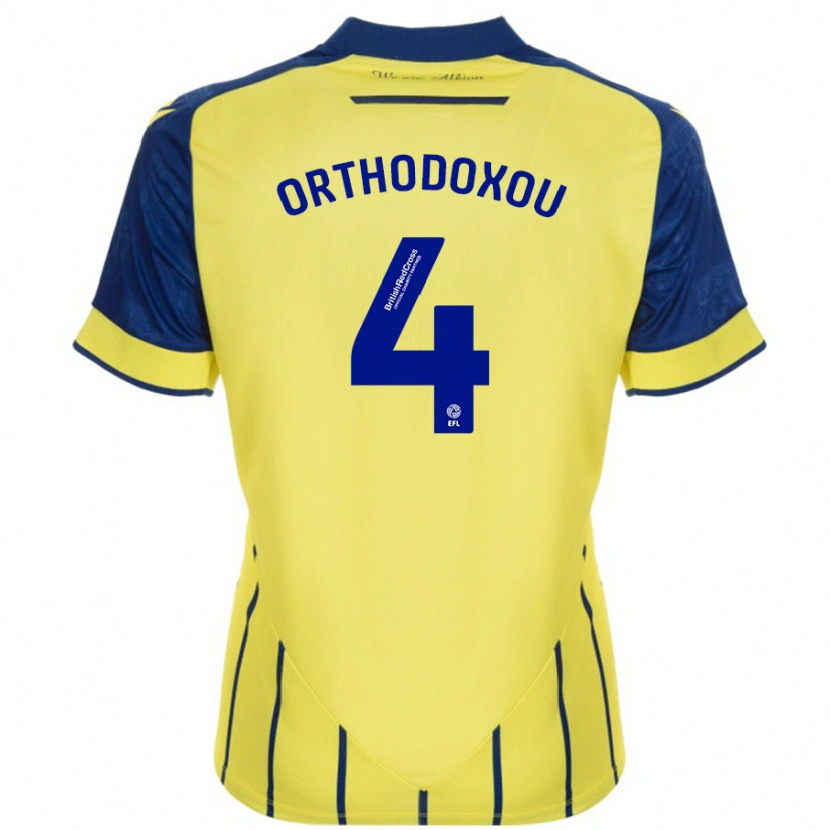 Danxen Enfant Maillot Francesca Orthodoxou #4 Jaune Bleu Tenues Extérieur 2024/25 T-Shirt