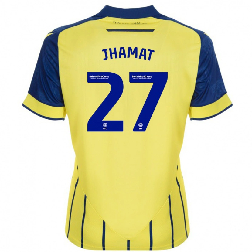 Danxen Enfant Maillot Simran Jhamat #27 Jaune Bleu Tenues Extérieur 2024/25 T-Shirt