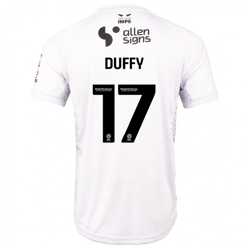 Danxen Enfant Maillot Dylan Duffy #17 Rouge Blanc Tenues Extérieur 2024/25 T-Shirt