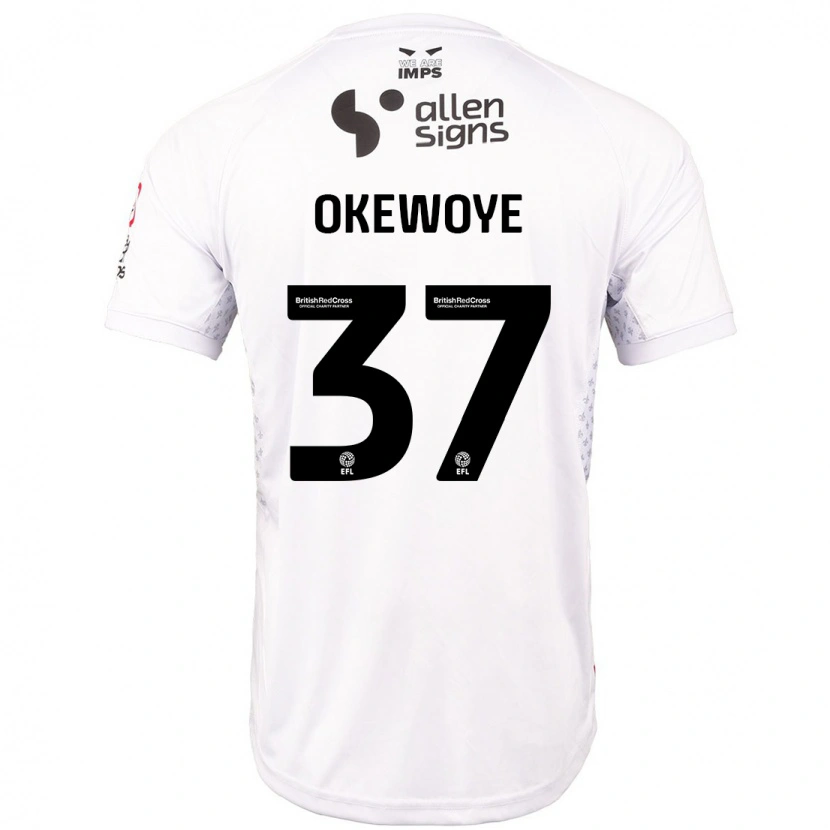 Danxen Enfant Maillot Gbolahan Okewoye #37 Rouge Blanc Tenues Extérieur 2024/25 T-Shirt