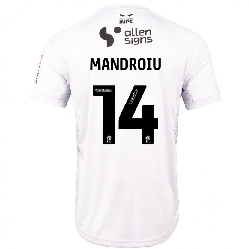 Danxen Enfant Maillot Daniel Mandroiu #14 Rouge Blanc Tenues Extérieur 2024/25 T-Shirt