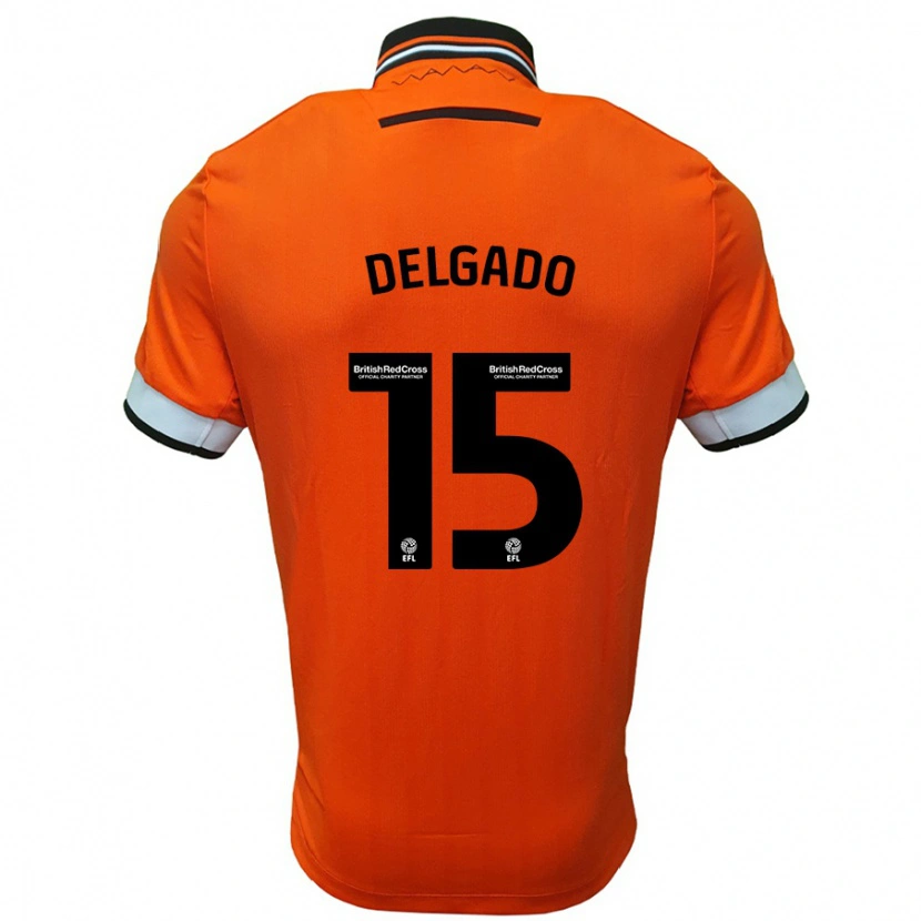 Danxen Enfant Maillot Juan Delgado #15 Orange Blanc Tenues Extérieur 2024/25 T-Shirt