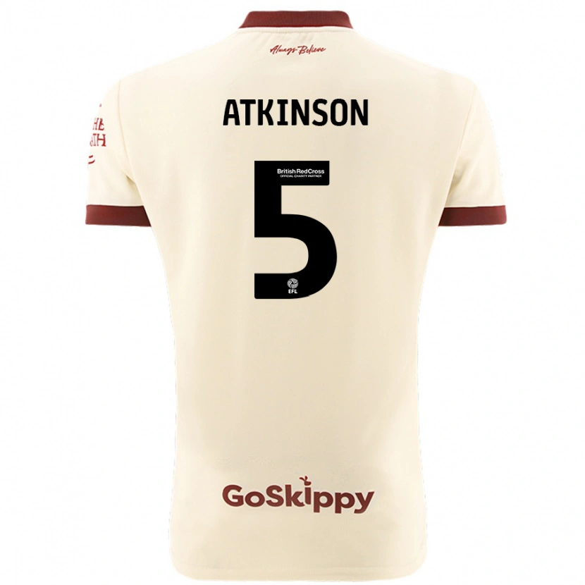 Danxen Enfant Maillot Rob Atkinson #5 Blanc Crème Tenues Extérieur 2024/25 T-Shirt