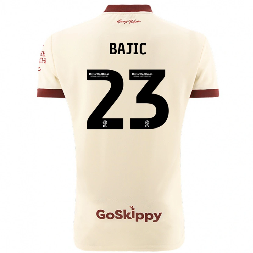 Danxen Enfant Maillot Stefan Bajic #23 Blanc Crème Tenues Extérieur 2024/25 T-Shirt