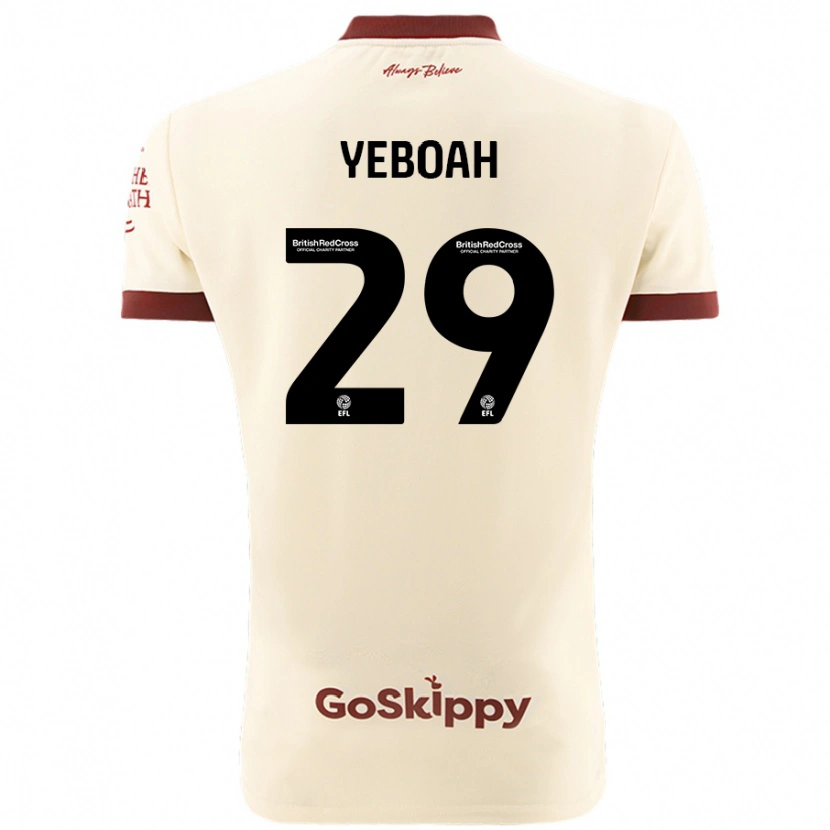 Danxen Enfant Maillot Ephraim Yeboah #29 Blanc Crème Tenues Extérieur 2024/25 T-Shirt