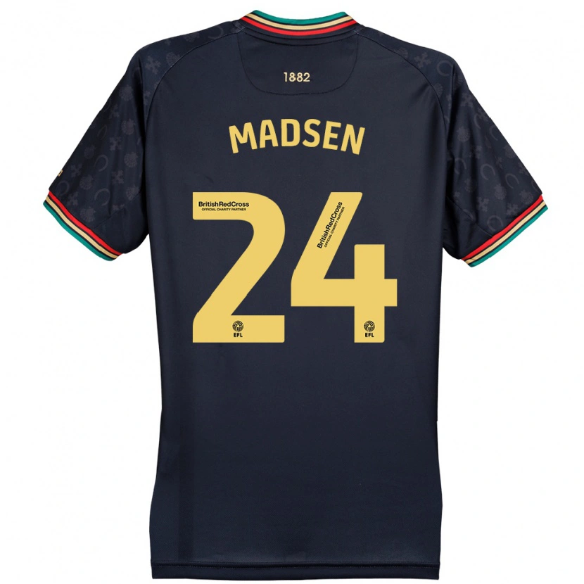 Danxen Enfant Maillot Nicolas Madsen #24 Bleu Marine Foncé Tenues Extérieur 2024/25 T-Shirt