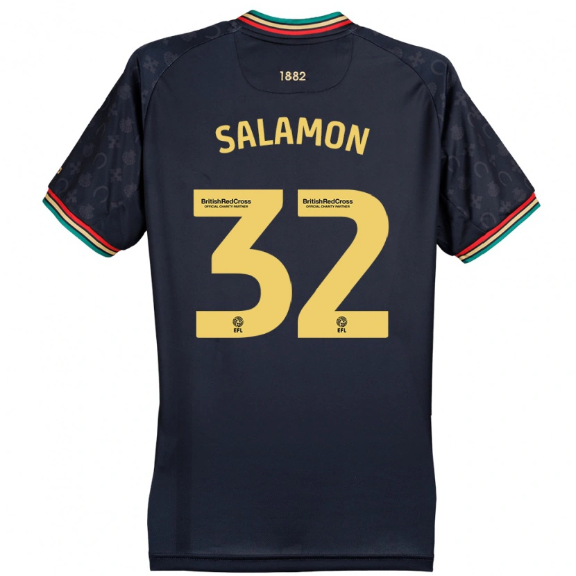 Danxen Enfant Maillot Matteo Salamon #32 Bleu Marine Foncé Tenues Extérieur 2024/25 T-Shirt