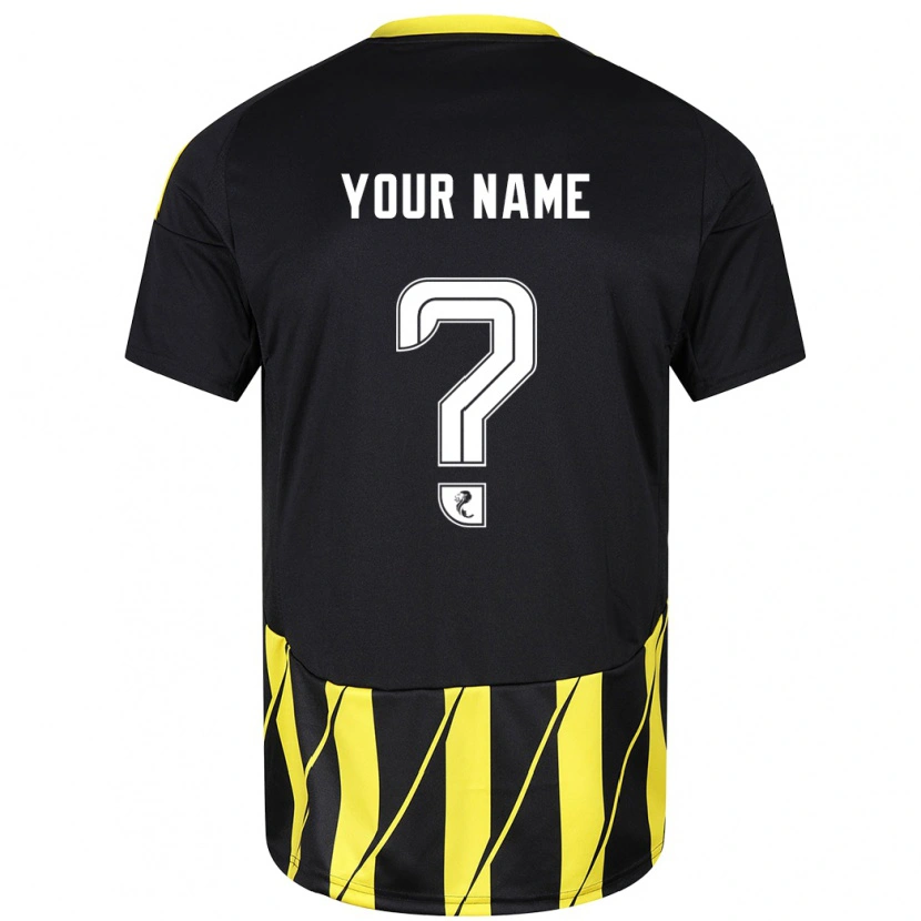 Danxen Enfant Maillot Votre Nom #0 Noir Jaune Tenues Extérieur 2024/25 T-Shirt