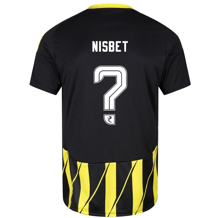 Danxen Enfant Maillot Kevin Nisbet #0 Noir Jaune Tenues Extérieur 2024/25 T-Shirt