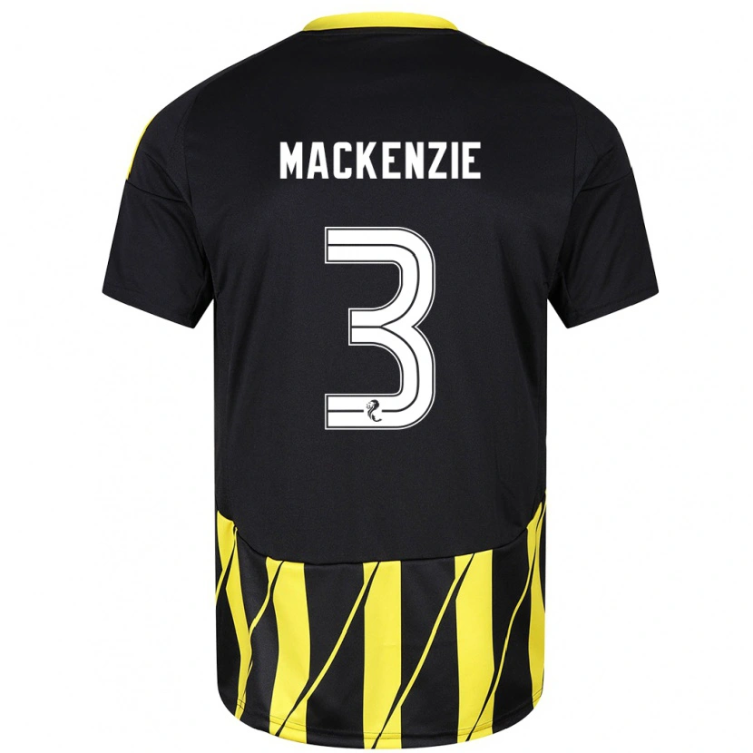 Danxen Enfant Maillot Jack Mackenzie #3 Noir Jaune Tenues Extérieur 2024/25 T-Shirt