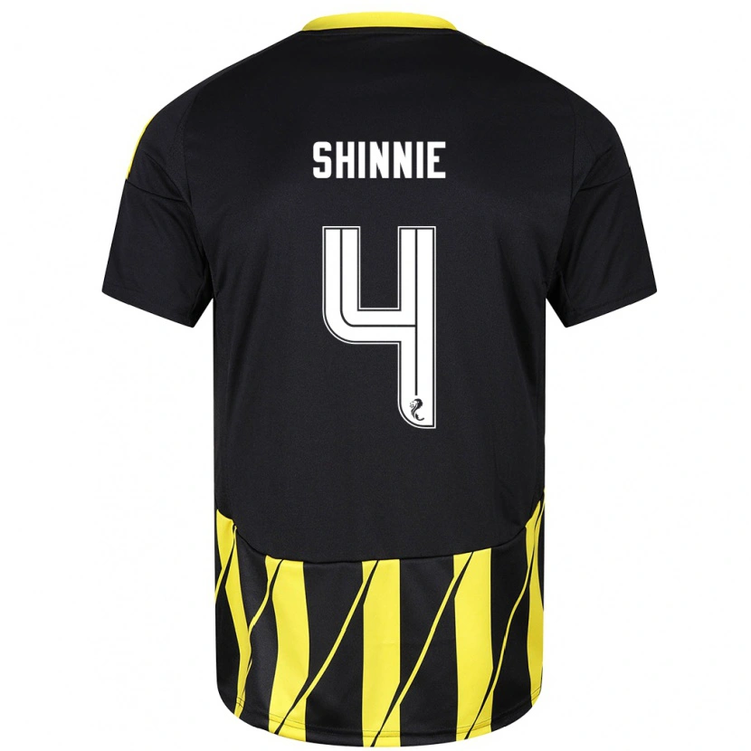 Danxen Enfant Maillot Graeme Shinnie #4 Noir Jaune Tenues Extérieur 2024/25 T-Shirt