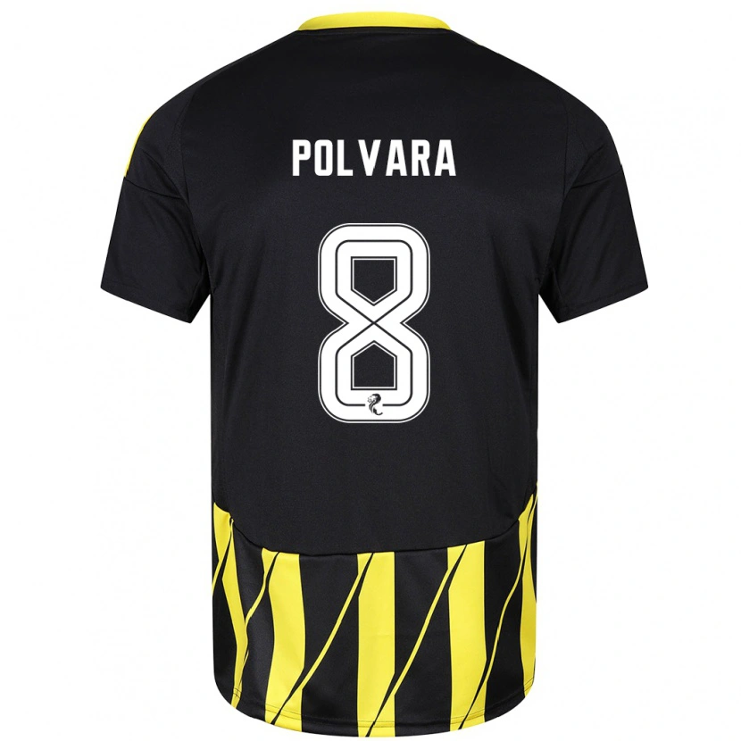 Danxen Enfant Maillot Dante Polvara #8 Noir Jaune Tenues Extérieur 2024/25 T-Shirt