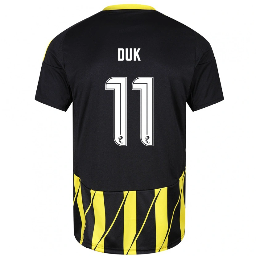 Danxen Enfant Maillot Duk #11 Noir Jaune Tenues Extérieur 2024/25 T-Shirt