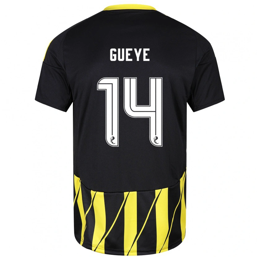 Danxen Enfant Maillot Pape Habib Guèye #14 Noir Jaune Tenues Extérieur 2024/25 T-Shirt