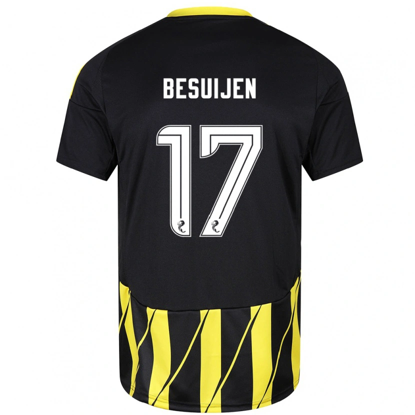 Danxen Enfant Maillot Vicente Besuijen #17 Noir Jaune Tenues Extérieur 2024/25 T-Shirt