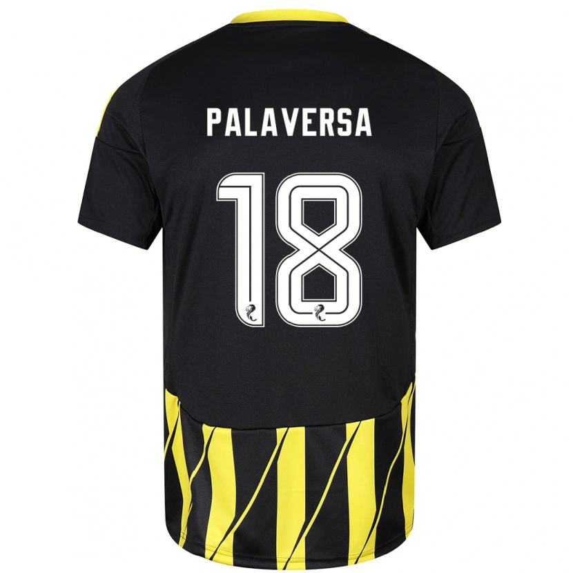 Danxen Enfant Maillot Ante Palaversa #18 Noir Jaune Tenues Extérieur 2024/25 T-Shirt