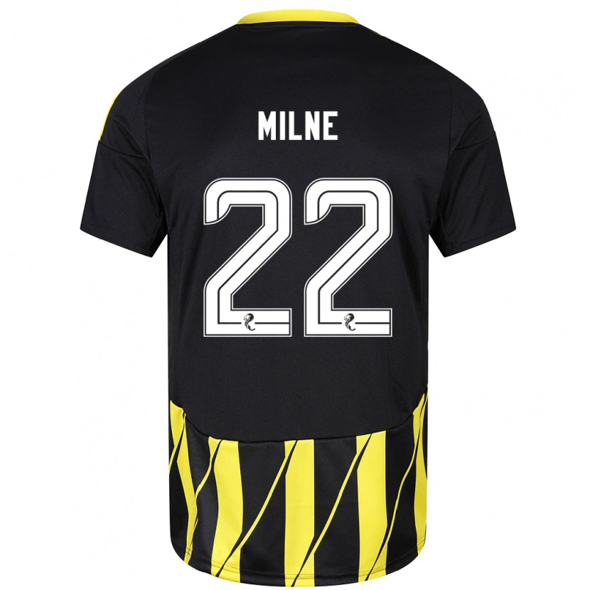 Danxen Enfant Maillot Jack Milne #22 Noir Jaune Tenues Extérieur 2024/25 T-Shirt