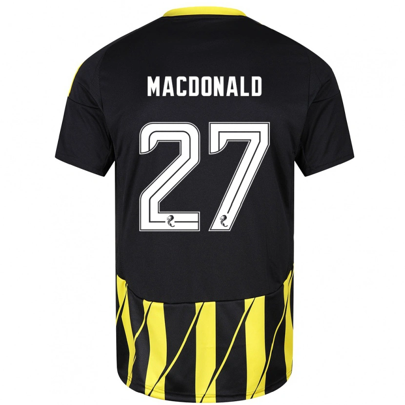 Danxen Enfant Maillot Angus Macdonald #27 Noir Jaune Tenues Extérieur 2024/25 T-Shirt