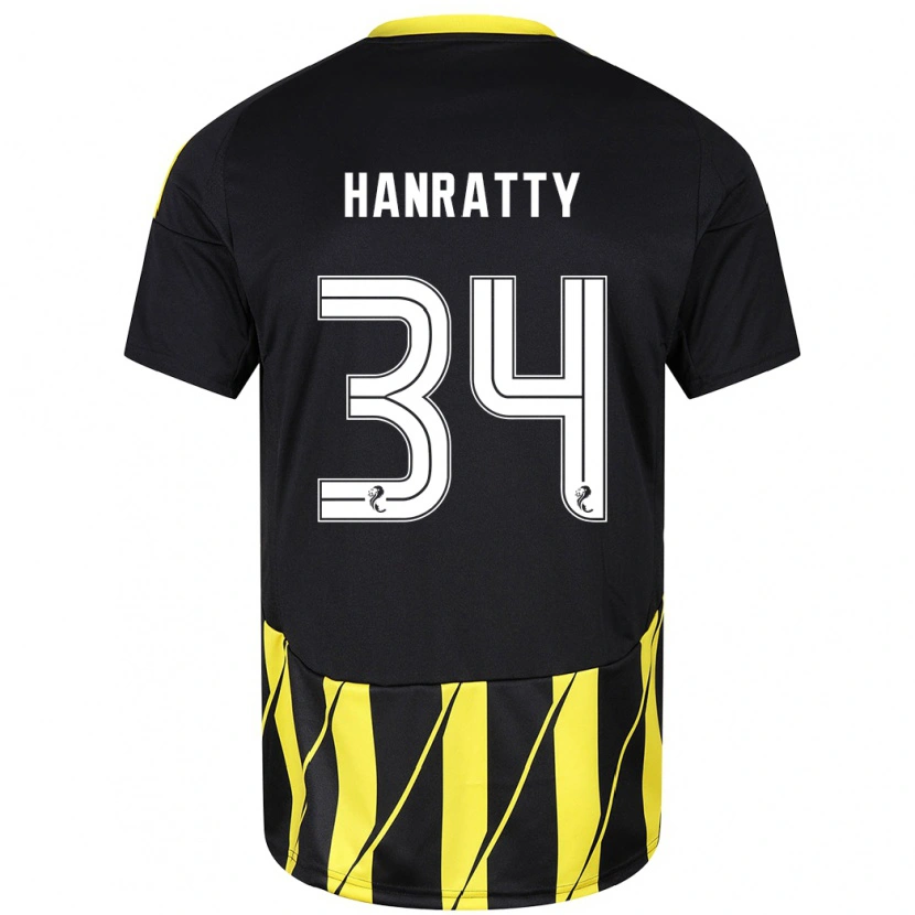 Danxen Enfant Maillot Kevin Hanratty #34 Noir Jaune Tenues Extérieur 2024/25 T-Shirt