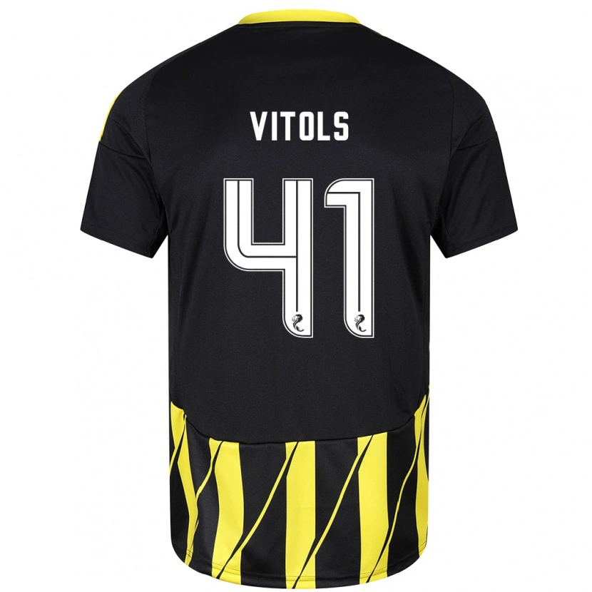 Danxen Enfant Maillot Rodrigo Vitols #41 Noir Jaune Tenues Extérieur 2024/25 T-Shirt