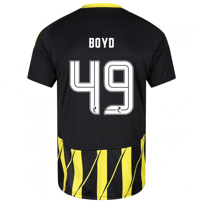 Danxen Enfant Maillot Fletcher Boyd #49 Noir Jaune Tenues Extérieur 2024/25 T-Shirt