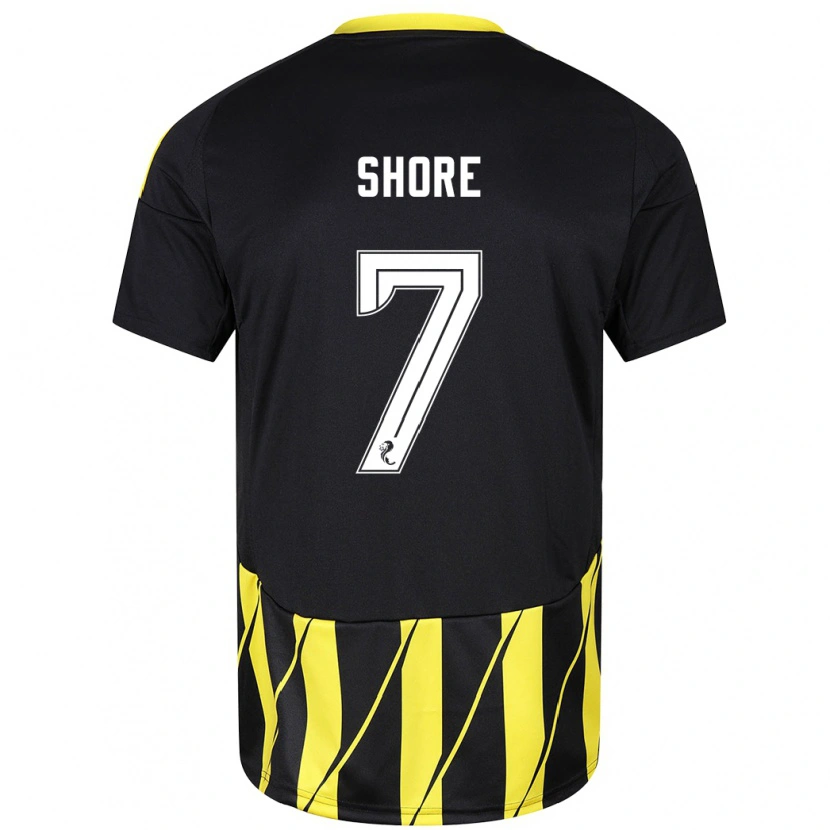 Danxen Enfant Maillot Eilidh Shore #7 Noir Jaune Tenues Extérieur 2024/25 T-Shirt